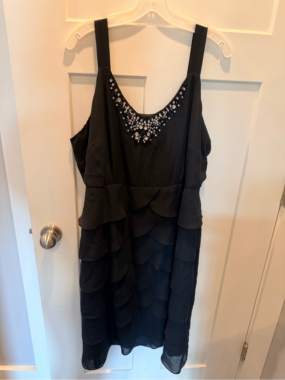 Black Beaded Tiered Sleeveless Dress